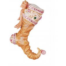 Χριστουγεννιάτικο Κρεμαστό Κεραμικό Στολίδι Μπότα, Μπεζ (10cm)